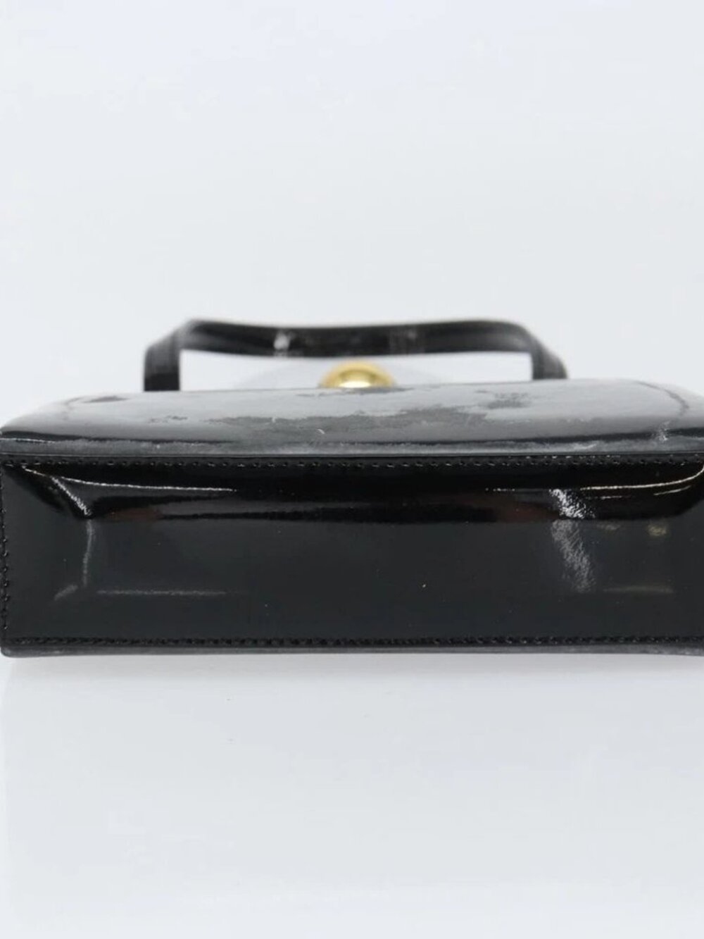 SAINT LAURENT Hand Bag Enamel Black Gold Auth - Picture 4 of 15